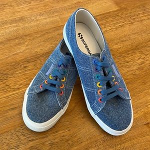 NWOT Superga Colored Eyed denim sneakers